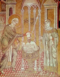 Ananias döper Paulus, från Scener ur Paulus liv (mosaik)